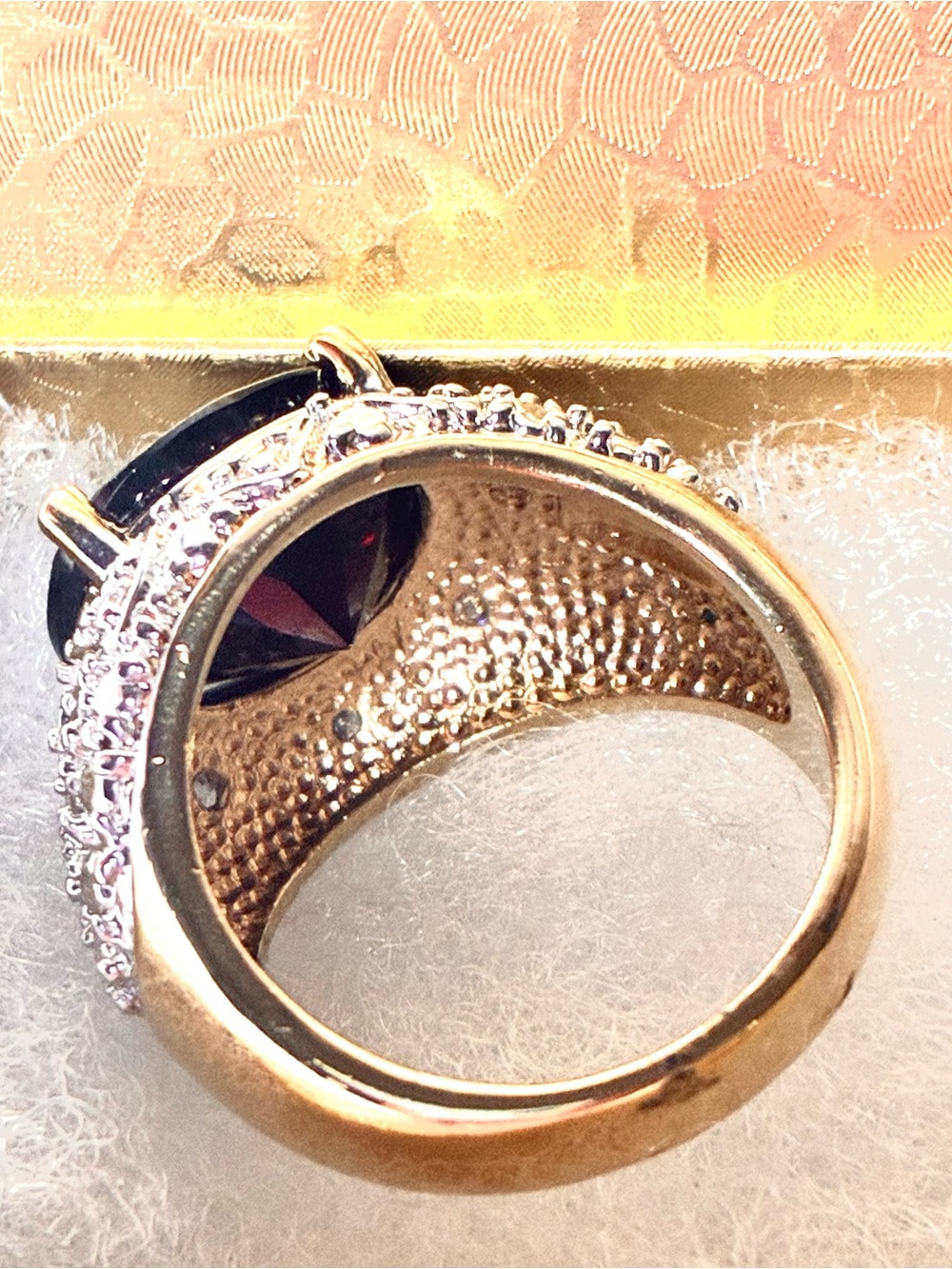 Elegant Sterling Garnet Gemstone Halo Statement Ring - Picture 4 of 4